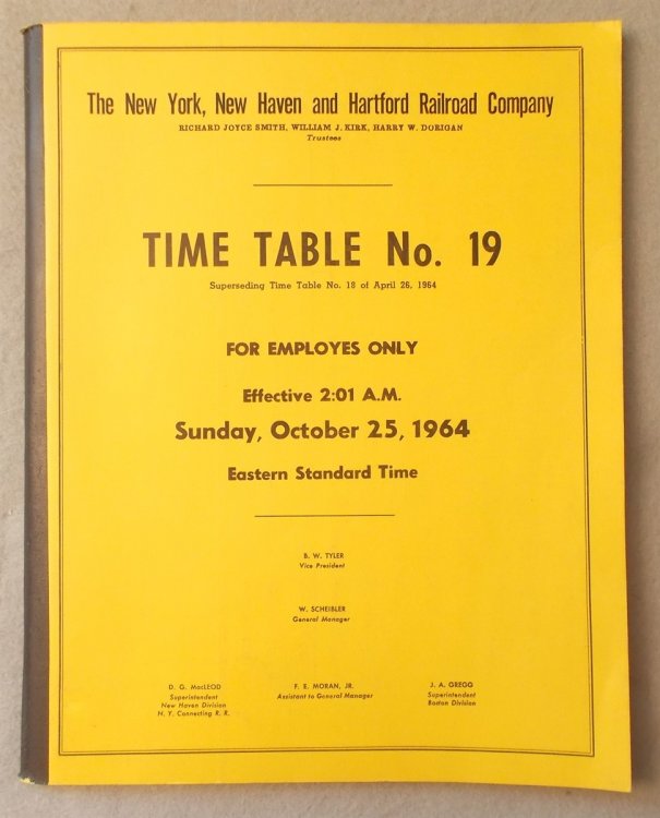Time Table Number 19 for Employes Only, Effective Sunday October 25, 1964 [Employee Timetable]
