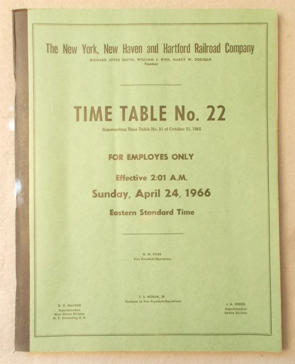 Time Table Number 22 for Employes Only, Effective Sunday April 24, 1966 [Employee Timetable] with Supplement Number 1.