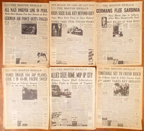 17 Boston Herald Liberty Overseas Newspaper Editions (1943-1944)