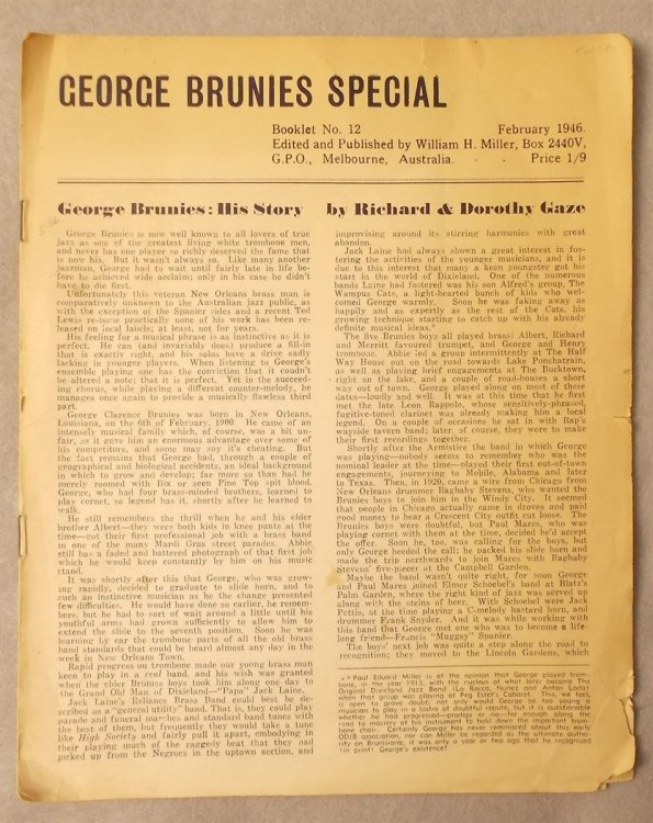 George Brunies Special (Biography and Discography)