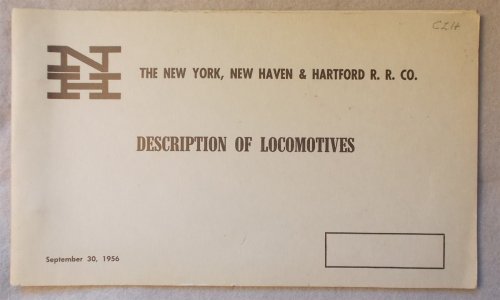 Description of Locomotives, September 30, 1956 (The New York, New Haven and Hartford Railroad Co. )