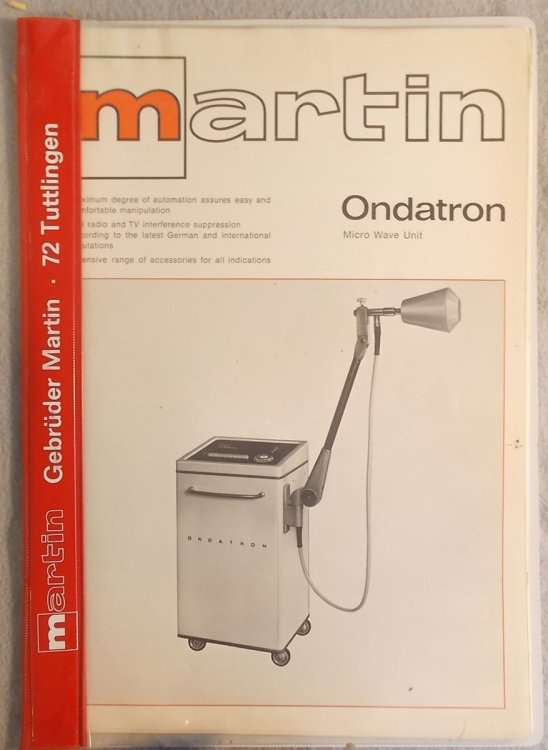 A Collection of Vintage Gebruder Martin Electromedicine Brochures/catalogs: Ondatron, Gemathem, Thermomat, Elektrotom (30, 60, 120, 170, 600, 800) , Electrosurgical Accessories, Instruments for Cervix Conization, Galvanostat, Galvanofar, Faradisator [KLS Martin]