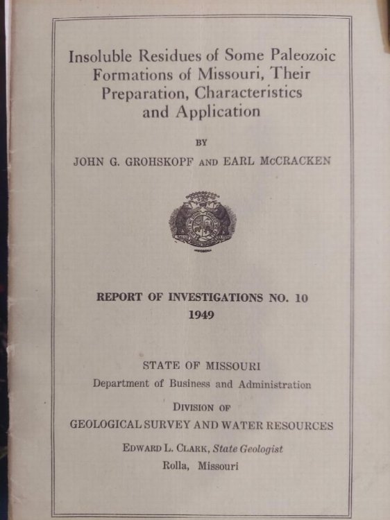 Insoluble Residues of Some Paleozoic Formations of Missouri, Their Preparation, Characteristic, and Application (Report of Investigations No. 10)