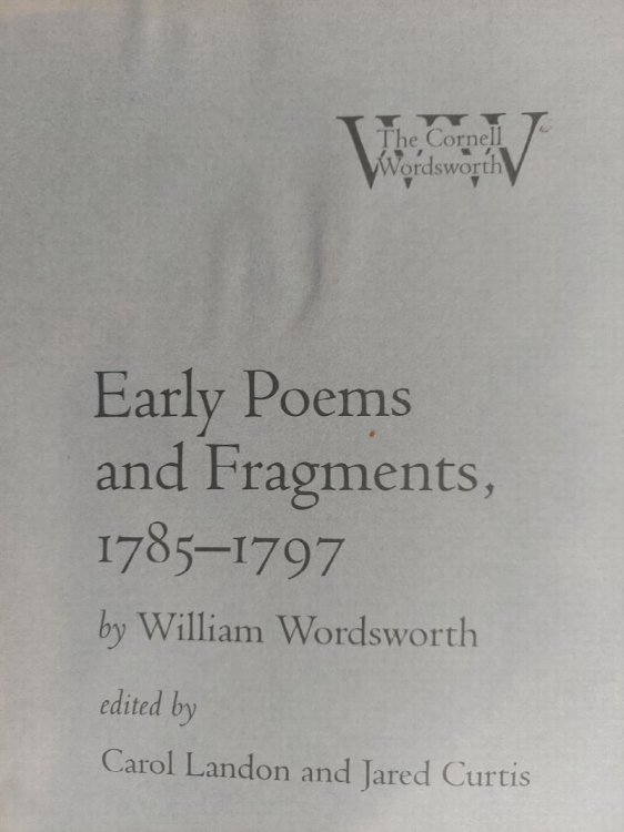 Early Poems and Fragments, 1785-1797 (The Cornell Wordsworth)