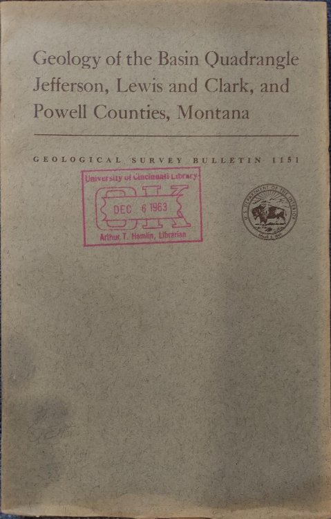 Geology of the Basin Quadrangle Jefferson, Lewis and Clark, and Powell Counties, Montana