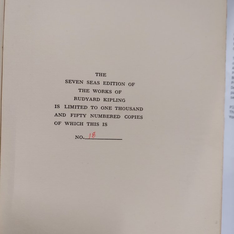 Plain Tales from the Hills 1886-1887 SIGNED/ Limited Edition [The Seven Seas Edition of the Works of Rudyard Kipling, Vol. 1 only] Seven Seas Edition