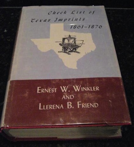 Check List of Texas Imprints 1861-1876