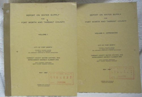 Report on Water Supply Fort Worth Tarrant County 1957