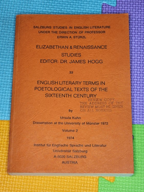 English Literary Terms in Poetological Texts of the Sixteenth Century Volume 2