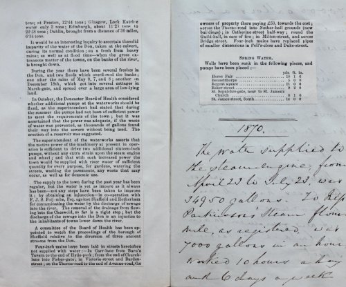 The Water Supply of Doncaster. Reprinted from the Doncaster Gazette of Friday, February 21, 1862.