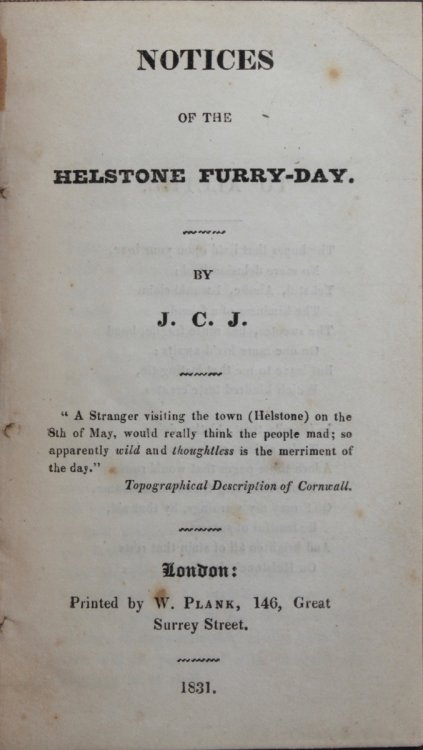 Notices of the Helstone Furry-Day.