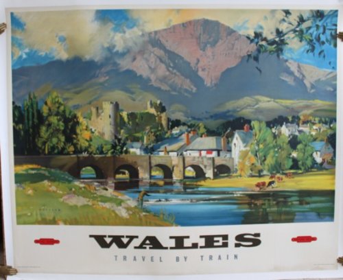 Wales; Travel by Train. ORIGINAL FULL SIZE BRITISH RAILWAYS POSTER.