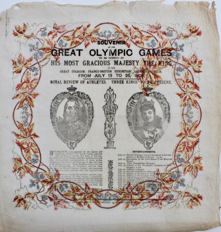Souvenir of the Great Olympic Games to be Opened by His Most Gracious Majesty the King at the Franco-British Exhibition, Shepherd’s Bush, from July 13 to 25, 1908.