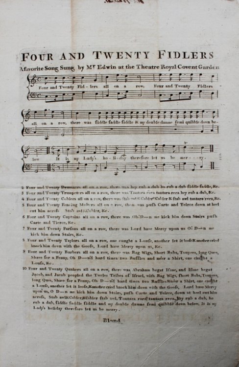 Four and Twenty Fidlers; a favorite song sung by Mr. Edwin at the Theatre Royal Covent Garden.