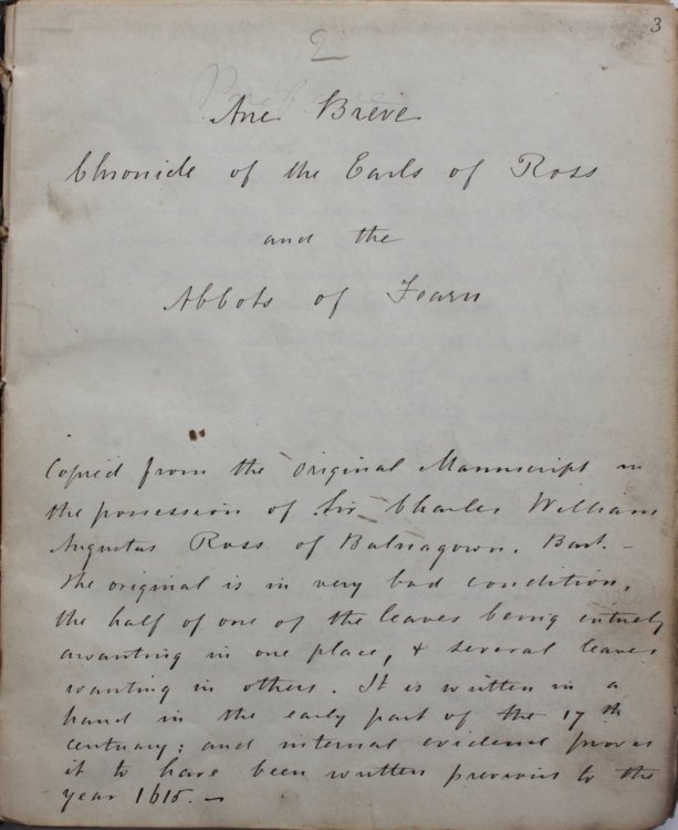 Ane Breve Chronicle of the Earls of Ross and the Abbots of Fearn.