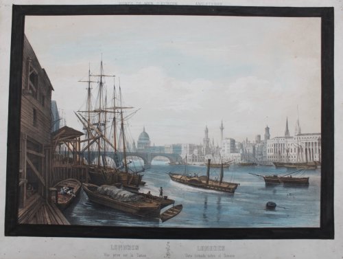 [London, view on the Thames] Londres, vue prise sur la Tamise. Londres, vista tomada sobre el Tamesis.