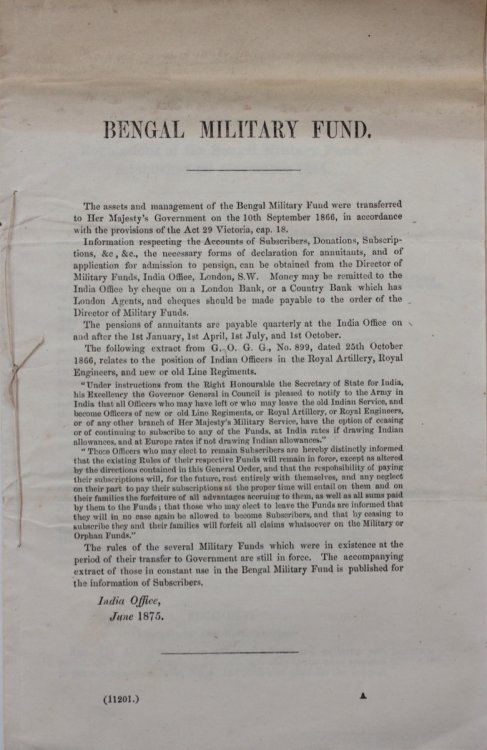 Bengal Military Fund.
