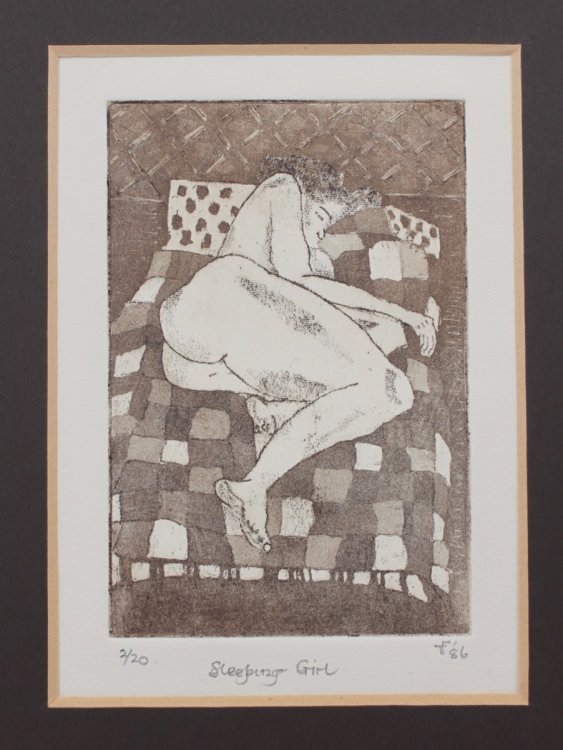 Sleeping Girl. Etching.