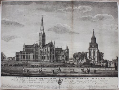 A Northeast Perspective View of the Cathedral Church and Close of Sarum.