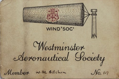 Westminster Aeronautical Society Membership Card.