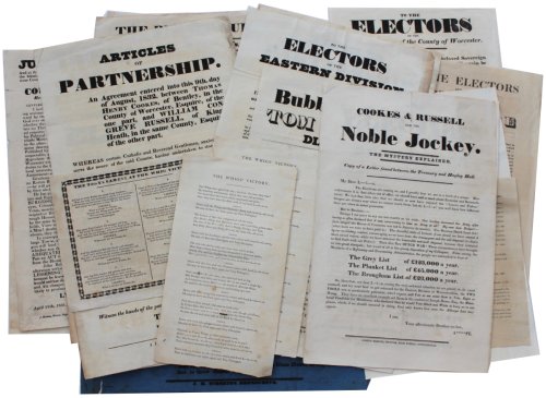 Collection of 36 Election Posters, squibs, poems, etc. for general elections for Stourbridge and West Worcestershire.