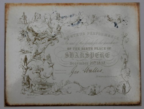 [Admission Ticket] Amateur Performance in aid of the funds for the purchase of the Birthplace of Shakespeare December 20th 1847.