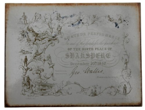 [Admission Ticket] Amateur Performance in aid of the funds for the purchase of the Birthplace of Shakespeare December 20th 1847.