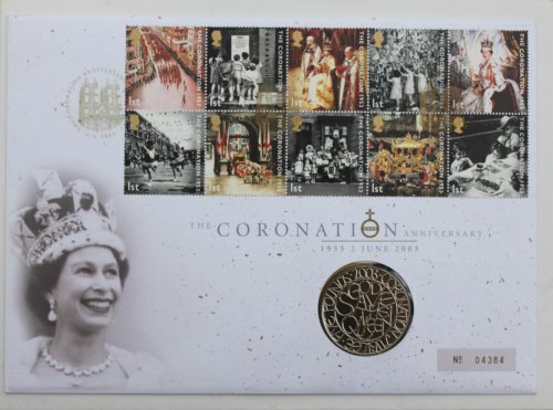 The Coronation Anniversary 1953 2 June 2003 Five Pound Coin.