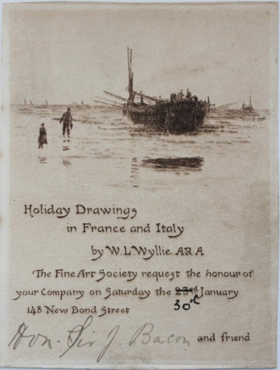 Holiday Drawings in France and Italy. The Fine Art Society request the honour of your company on Saturday 30th January.