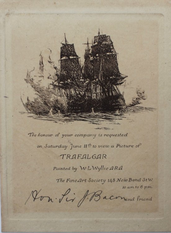 The Honour of Your Company is requested on Saturday June 11th to view a Picture of Trafalgar.