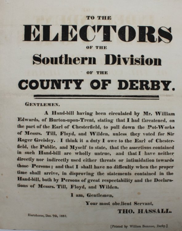 To The Electors of the Southern Division of the County of Derby.