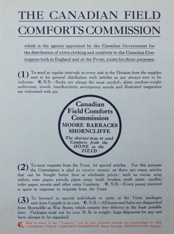 The Canadian Field Comforts Commission.