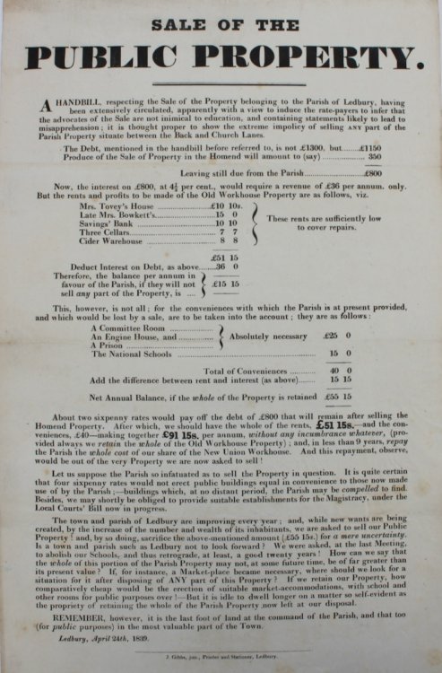 Sale of the Public Property.