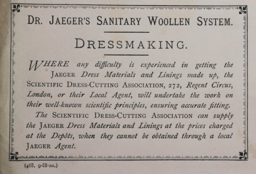 Dr. Jaeger&rsquo;s Sanitary Woollen System. Dressmaking.