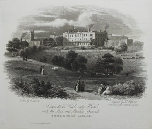 Churchill&rsquo;s Calverley Hotel with the Park and Pleasure Grounds. Drawn by C.T. Dodd, engraved by J.T. Wedgwood.