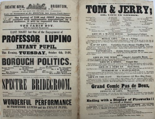 [Playbill] Tom & Jerry; or, Life in London. [and] Professor Lupino and His Infant Pupil. etc.