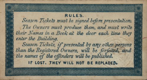 Season Ticket for the International Exhibition, 1862. No. 22203 in the name of A.S. Meyer.