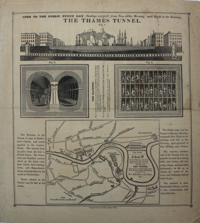 Open to the Public Every Day (Sundays excepted) from seven in the morning until six in the evening. The Thames Tunnel.