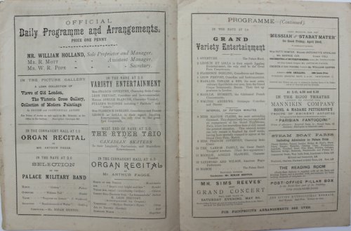 Programme Tuesday, April 20th. [1886]
