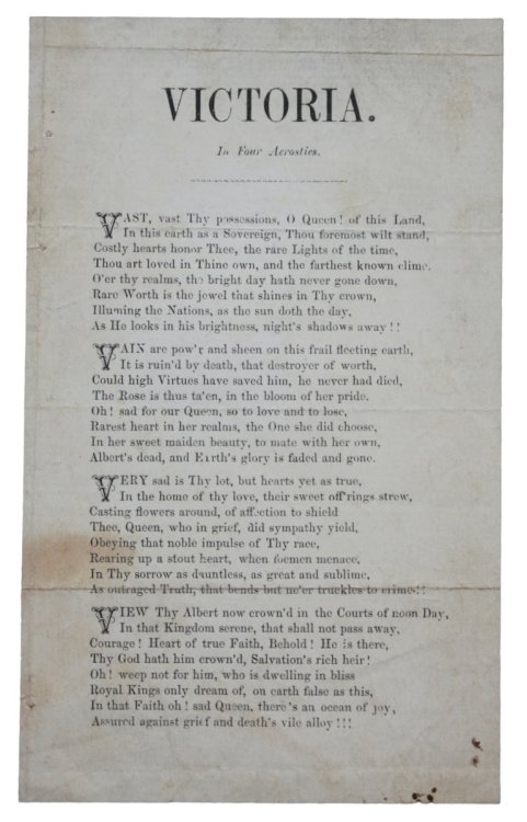 Victoria. In Four Acrostics. [On the death of Prince Albert]