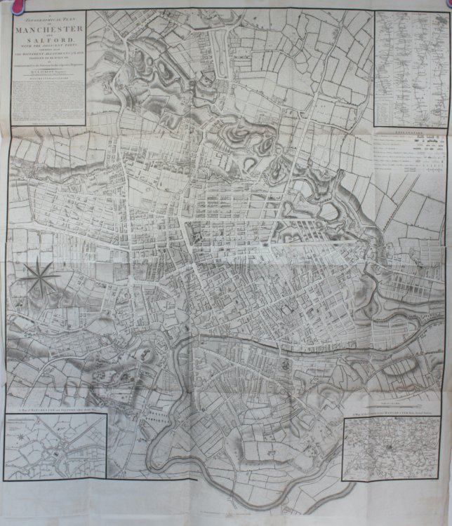 A Topographical Plan of Manchester and Salford, with the Adjacent Parts; Showing also the Different Allotments of Land Proposed to be Built on, as communicated to the Surveyor by the Respective Proprietors.