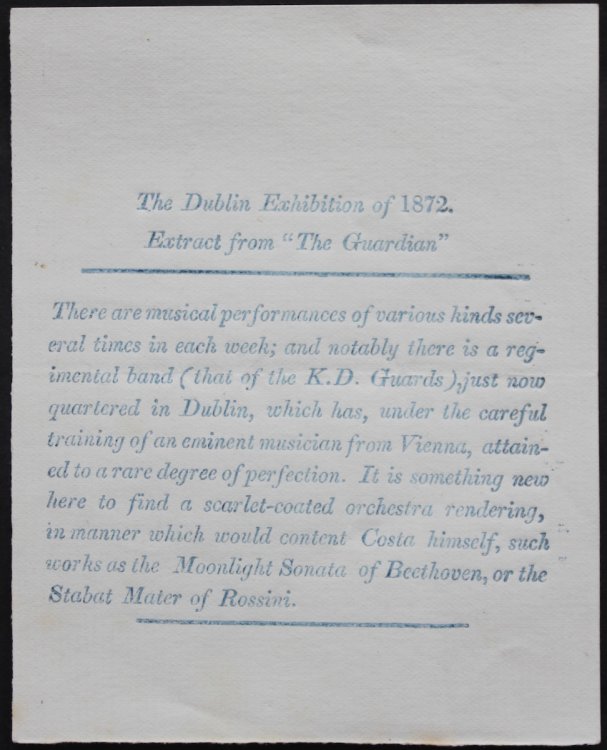 The Dublin Exhibition of 1872. Extract from “The Guardian.”