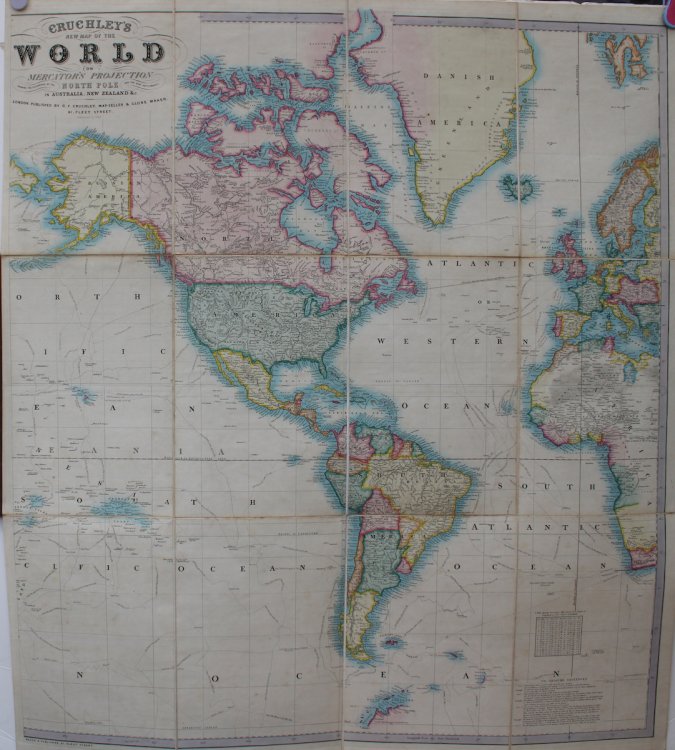 Cruchley’s New Map of the World on Mercator’s Projection, showing the discoveries at the North Pole and the New Settlements in Australia, New Zealand, &c. [additions to 1858]