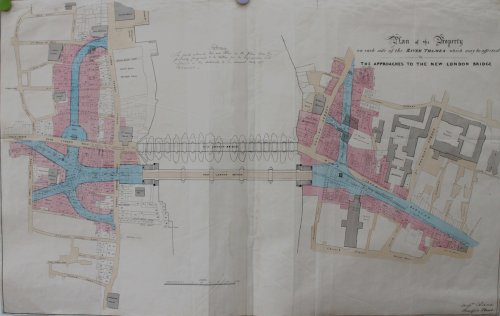 Plan of the Property on Each Side of the River Thames which May be Affected by the Approaches to the New London Bridge.