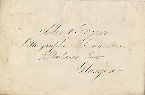 Alan & Ferguson, Lithographers & Engravers, 74 Buchanon Street, Glasgow.