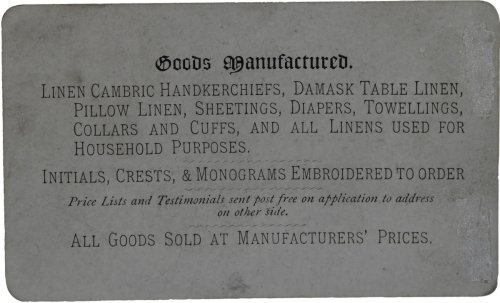 Linen Cambris Handkerchief and Linen Manufacturers, Embroiderers, &c.