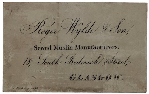Sewed Muslin Manufacturers, 18 South Frederick Street, Glasgow.