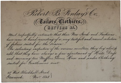Image for Tailors, Clothiers, Hatters, &c. 68 West Blackhall Street, Greenock. Tailors, Clothiers, Hatters, &c. 68 West Blackhall Street, Greenock.