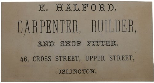 Image for Carpenter, Builder and Shop Fitter, 46 Cross Streeet, Upper Street, Islington. Carpenter, Builder and Shop Fitter, 46 Cross Streeet, Upper Street, Islington.