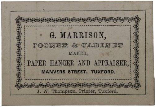 Image for Joiner & Cabinet Maker, Paper Hanger and Appraiser, Manvers Street, Tuxford. Joiner & Cabinet Maker, Paper Hanger and Appraiser, Manvers Street, Tuxford.
